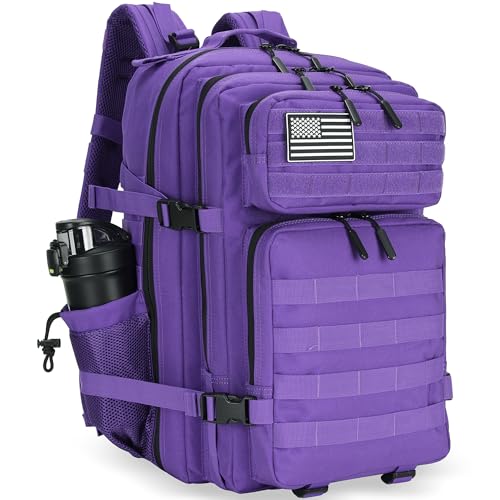 Lovelinks21 45L Tactical Assault Backpack 3 day assault pack with Molle Waterproof backpack Rucksack for Tactical Backpacks (Purple) - color: Purple
