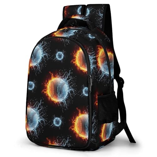 Business Travel Laptop Backpack Ice Water Fire Flame Baseball, Anti Theft Water Resistant Computer Bag with Compartment for Men Women - color: Pattern (258)