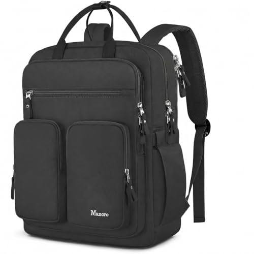 Mancro Travel Backpack for Women with TSA Laptop Compartment, 15.6 Inch Laptop Backpack with Dry-Wet Pocket, Fashion Casual Travel Computer Backpack for Women, Black - color: Black
