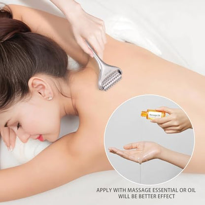 Acupuncture Massage Roller, Stainless Steel, Portable Manual Roller for Whole Body Pain Relief, Puffiness Reduce and Muscle Relaxation Massage