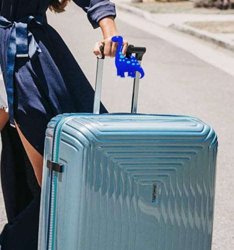 Cute Cartoon Dinosaur Silicone Luggage Tag Fun Triceratops Travel Bag Tag Personalized Labels for Cruise Airport (Blue-Diplodocus) - style: Blue-Diplodocus