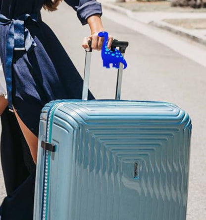 Cute Cartoon Dinosaur Silicone Luggage Tag Fun Triceratops Travel Bag Tag Personalized Labels for Cruise Airport (Blue-Diplodocus) - style: Blue-Diplodocus