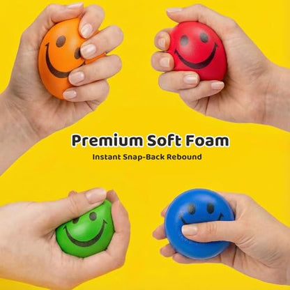 LovesTown 20 PCS Stress Balls for Kids, Squeeze Toys Smile Face Sensory Stretchy Fidget Toys for Kids Adults Stress Relief Gifts for Coworker Classroom Prize Basket Stuffers, 2.5 Inch - size: Small