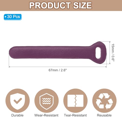 PATIKIL 30Pcs Leather Zipper Pull, 2.6" Replacement Zipper Puller Extender Backpack Luggage Sliders for Handbags Suitcases Bags Wallets Jackets Coats Pull Tabs, Purple - color: Purple
