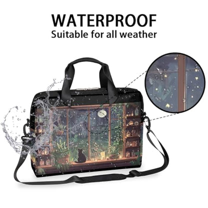 15.6 Laptop Case Retro Leopard Cheetah Animal Print Laptop Bag 16 Inch Briefcase with Shoulder Strap - color: Night Windowsill Cat