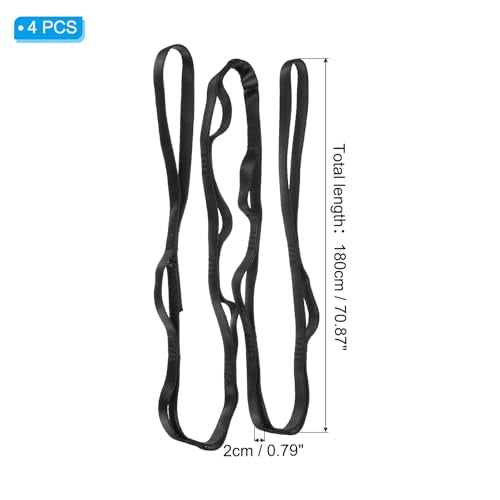 PATIKIL Daisy Chain Straps, Strong Climbing Strap Adjustable Nylon Chain Sling with Loops for Aerial Yoga Hammock Swing - color: Black, size: 71 Inch