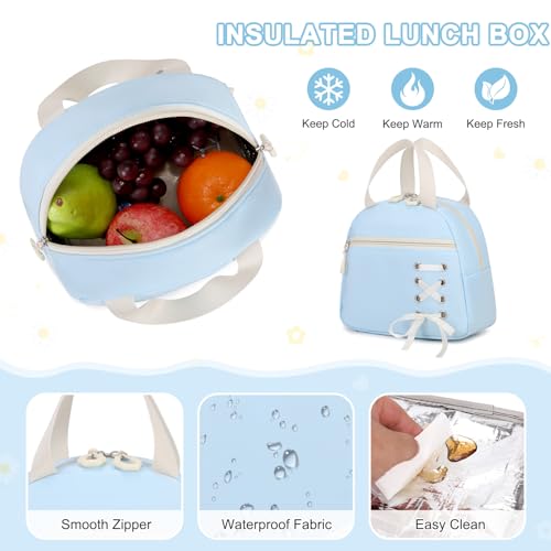 Scothen 3PCS Girls Backpack for School, Kids Backpack for Girls with Lunch Bag Pencil Case, Kids Bookbag Teen Backpacks for Elementary Middle High School (Blue) - color: Blue