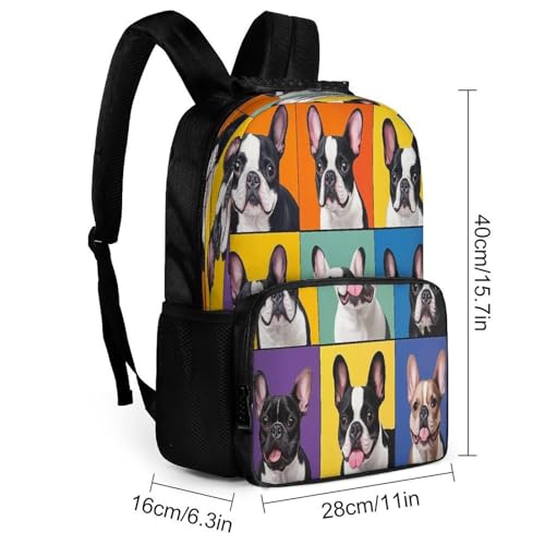 Supdreamc Lightweight Backpack for Gym Travel Bicycle, Big Capacity Multipurpose Anti-Theft Carry On Bag, French Bulldog Pet Travel Hiking Bag Day Pack - color: Pattern 439