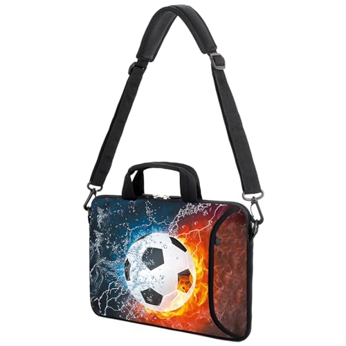 AMARY 17" Laptop Shoulder Bag Carrying Case Adjustable shoulder straps, comfortable handle, front pocket for storing mouse (Soccer) - color: Soccer