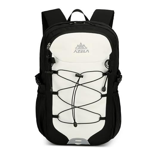 25L Lightweight Backpack for Cycling or Hiking, Hydration Pack Water Resistant,Climbing Backpack for Men Women (White and Black) - color: White and Black