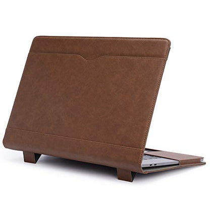 TYTX Compatible with MacBook Pro Leather Case 15 Inch 2016-2019 Release (A1990 A1707) Laptop Sleeve Protective Folio Book Cover with Vents, Dark Brown - color: Dark Brown