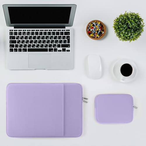 RAINYEAR 13 Inch Laptop Sleeve Compatible with 13.3" MacBook Air/Pro M1 M2 M3 M4 M5 A3449 A3240 A3113 A2681 A2338 Case Cover Bag with Front Pocket Accessories Pouch (Purple) - color: Purple, size: 13"