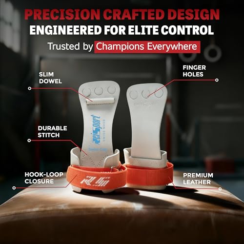 Reisport Men's High Bar Gymnastics Grips - Durable Leather Hand Grips for Gymnastics Bars Men & Boys - Gymnastics Equipment & Accessories for Advanced Gymnasts - size: Small, style: Hook/Loop