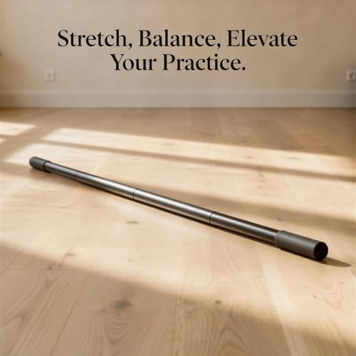 Yoga Stick, 5 ft Adjustable Aluminum Stretching Bar with Comfortable Foam Handles, Portable Fitness Pole for Body Shaping, Flexibility, Mobility, Balance Training, and Body Recovery