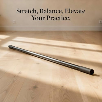 Yoga Stick, 5 ft Adjustable Aluminum Stretching Bar with Comfortable Foam Handles, Portable Fitness Pole for Body Shaping, Flexibility, Mobility, Balance Training, and Body Recovery