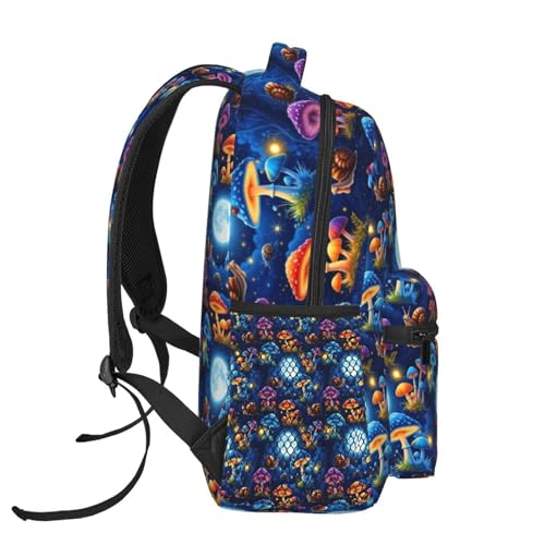Multi Purpose Gym Backpack Trippy Moon Mushroom Art, Casual Daypack with Inner Pocket and Mesh Side Pockets for Sports and Weekend Trips - color: Pattern (4)