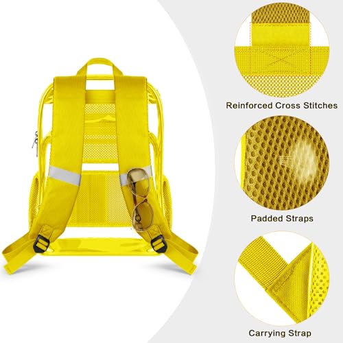 PAMANO Clear Backpack, Heavy Duty Transparent Reinforced Bottom See Through for College, Travel Work Security - color: Yellow