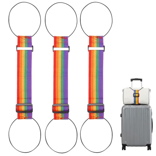 Luggage Straps for Suitcases, Adjustable Luggage Strap Bungee for Suitcase Handle, Luggage Connector Straps for Multiple Suitcases & Travel Bags (Colorful) - color: Colorful