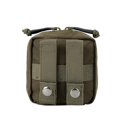 Small MED Kits Holder Duty Belt Gloves Pouch MOLLE Tactical Vest Nasal Spray Case Compact IFAK Carrier Backpack Wallet Cards Knife Gadgets Mini EDC Organizer Bag w/Removeable Clear ID Pocket - color: Ranger Green