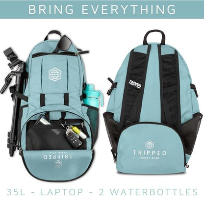 Travel Backpack- Foldable Collapsible Lightweight Backpack for Travel (Teal) 35 liters - color: Teal