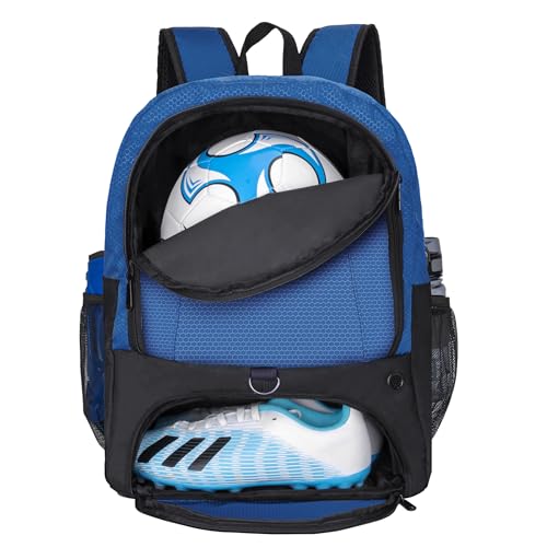 Soccer Ball Bag-Backpack for Basketball,Volleyball with Cleat Shoes and Ball Compartment for Sports Team,Trainning - color: Blue