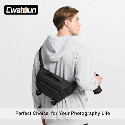 Cwatcun Waterresist Camera Waist Pack，Compact Crossbody Sling Bag for DSLR/SLR/Mirrorless Cameras - size: Large