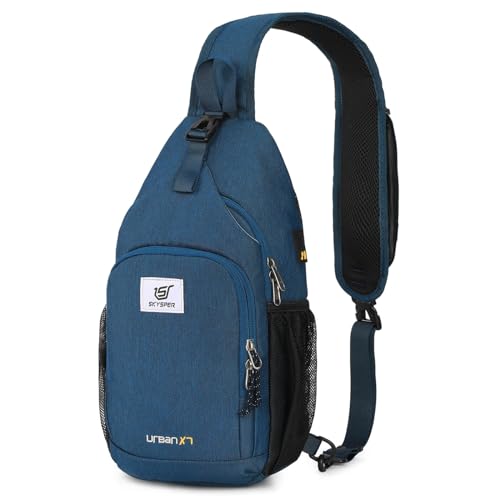 SKYSPER Sling Bag RFID Crossbody Sling Backpack Cross Body Shoulder Bag Travel Hiking Daypack for Women Men(Blue) - color: Blue