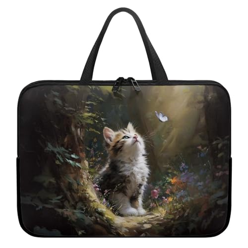 Cat Forests 10 Inch Laptop Sleeve for Men Women Portable Computer Bag with Handle Tablet Cover Laptop Tote Bag Carrying Case Handbag for Office Travel Business School - color: Cat Forests, size: 10 Inch