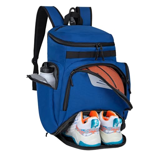 Goloni Basketball Backpack,Large Sports Bag with Ball Compartment & Shoe Compartment, Best for Basketball, Soccer - color: Beautiful Blue