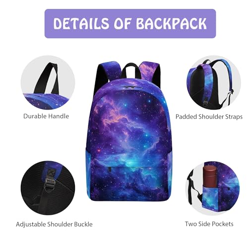Galaxy 3PCS Backpack for Boys Girls, Kids Back to School Backpack Set with Lunch Box Pencil Case, 17 Inch Lightweight Bookpack 3 in 1 Set for Teens Elementary Middle High School Students - color: Galaxy