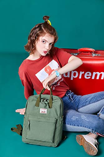 LuckyZ Womens Casual Style Lightweight Canvas Backpack Travel Daypack Small Handbag Purse Army Green - color: Army