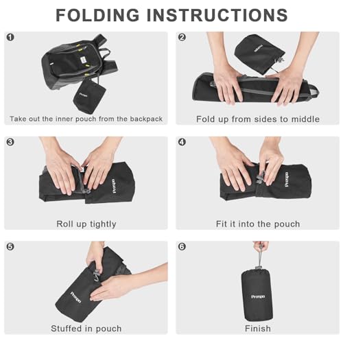 Prospo 12L Hiking Backpack Small Lightweight Travel Backpack for Women Men Casual Foldable Shoulder Bag - color: Dark Grey