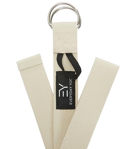 Everyday Yoga Strap with Metal D-Ring - Durable Stretching Strap for Yoga, Pilates, Flexibility & Physical Therapy (6ft, 8ft, 10ft) - color: Natural, size: 6 Foot