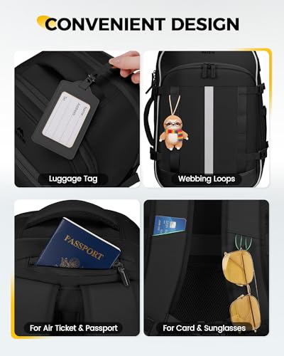 MATEIN HER 40L Travel Backpack for Men with Shoe Compartment, TSA Waterproof Personal Item Bag for Spirit Airlines Fit 17" Laptop, 18x14x8 Inches Underseat Backpack Weekender Overnight Bags, 2 Pcs Set - color: Black