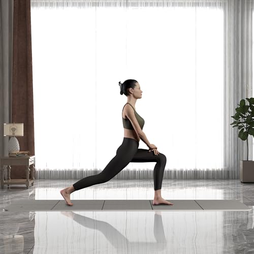 Readaeer Foldable Yoga Mat for Travel Folding Yoga Mat 6mm Thick with Carrying Bag, Non-Slip TPE Exercise Pilates Mat for 72" L x 24" W x 0.24 Inch - color: Gray
