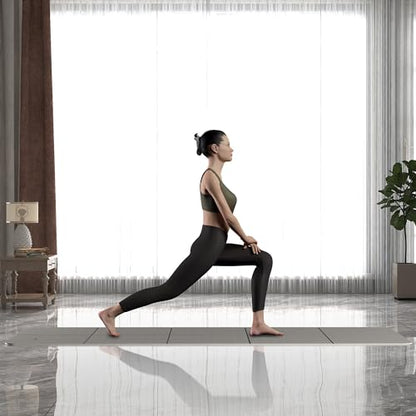 Readaeer Foldable Yoga Mat for Travel Folding Yoga Mat 6mm Thick with Carrying Bag, Non-Slip TPE Exercise Pilates Mat for 72" L x 24" W x 0.24 Inch - color: Gray