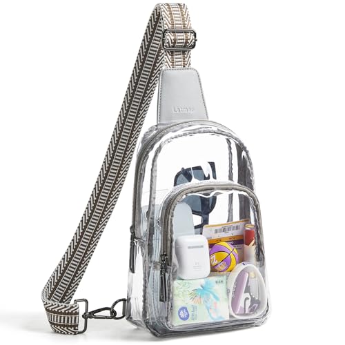 LATMAP Clear Bag for Stadium Events, Clear Purse for Women Stadium Crossbody Bag, Transparent Bag for Concerts Sports - color: Regular Size-Greyish