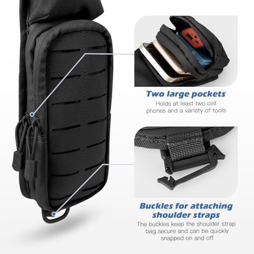 Jueachy Strap Shoulder Molle Accessories Pouch: Tactical Backpack Pocket Attachment Storage Phone Flashlight EDC - size: 2PCS