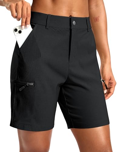 G Gradual Women's 7"/9" Hiking Cargo Shorts Quick Dry Lightweight Golf Outdoor Work Summer Travel Shorts with Pockets - color: Black, size: X-Small