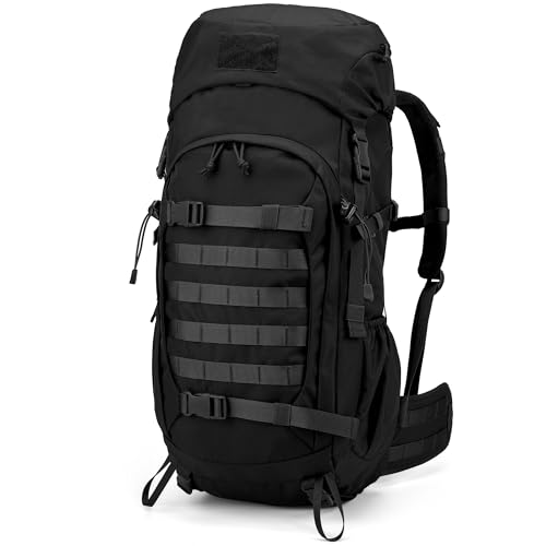 Mardingtop 50L Hiking Backpack,Backpacking Backpack with Rain Cover for Hiking,Backpacking,Rucking,Camping,Survival - color: Black