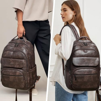 Leresas Backpack Purse for Women Mens for Work Laptop Travel Business Back Pack Vegan Leather Fashion College Computer Teacher Bag Daypack Coffee - color: Coffee