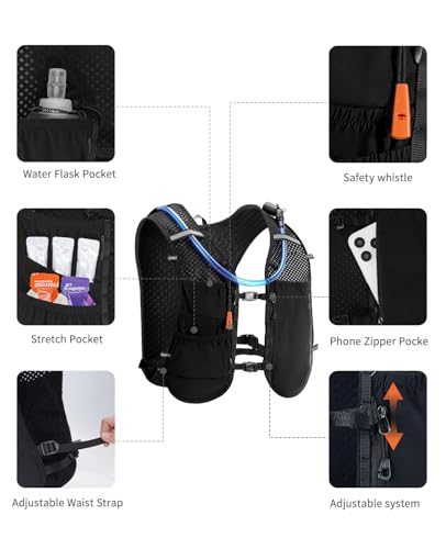 ECOHUB Running Hydration Vest Backpack,Lightweight Breathable Pack with 2L Water Bladder Bag Daypack for Hiking Trail Running Cycling Race Marathon for Women Men | Ultra-lightweight,2L water bladder,smart waterproof pockets,reflective trims emergency whis