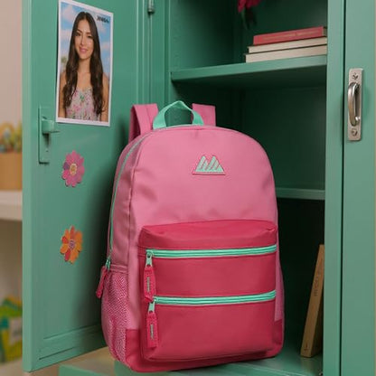 Summit Ridge Colorful Big Backpack for School Kids, Multi Pocket Backpack for Elementary, Middle School Girls, Boys with Padded Straps (Bubblegum/Pink) - color: Bubblegum/Pink