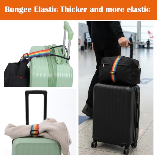 2PC Luggage Straps Bag Bungee, Multi Use Strong Adjustable Luggage Connector Straps Flexible Elastic Fastening Bag Strap Travel Accessories to Connect Two Suitcases