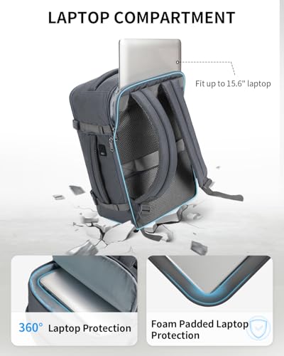 ECOHUB Travel Backpack Airlines Approved Personal Item Bag Carry On Backpack - color: Grey, size: 17 inch underseat