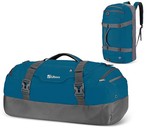 Ubon Large Duffel Bag Weekender Bags with Shoe Compartments 4-Way Sports Gym Backpack with Padded Straps Camping Traveling Duffle Bag - color: Dark Teal, size: 65L