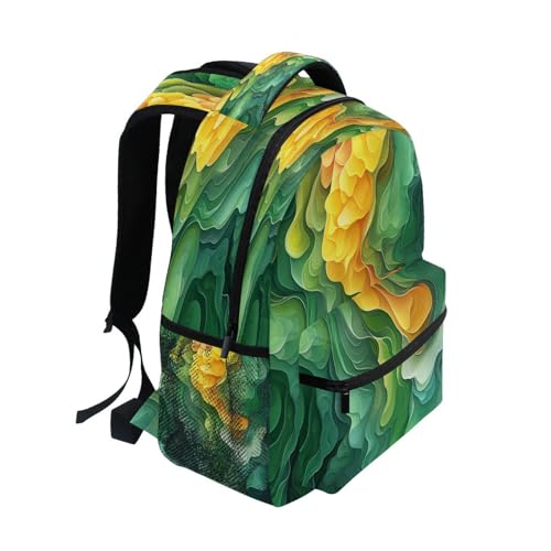 Fun Backpack for Teenager Waterproof School Bag with Chest Strap for Travel Trip Spinach Landscape Style - color: Multicolor11