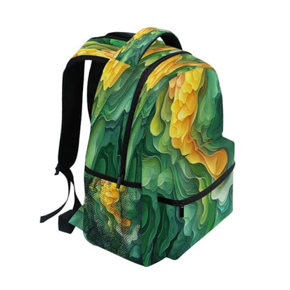 Fun Backpack for Teenager Waterproof School Bag with Chest Strap for Travel Trip Spinach Landscape Style - color: Multicolor11