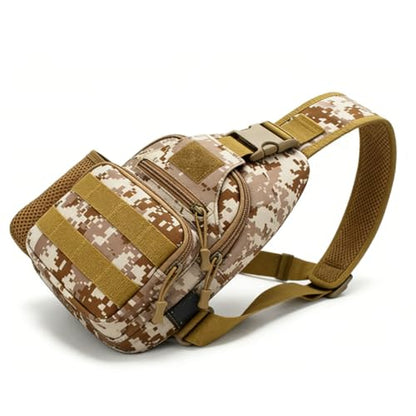 RiToEasysports Sling Backpack, Multifunctional Chest Shoulder Sling Bag Outdoor Pack Adjustable Breathable Strap for Fishing Hiking Cycling (Desert)