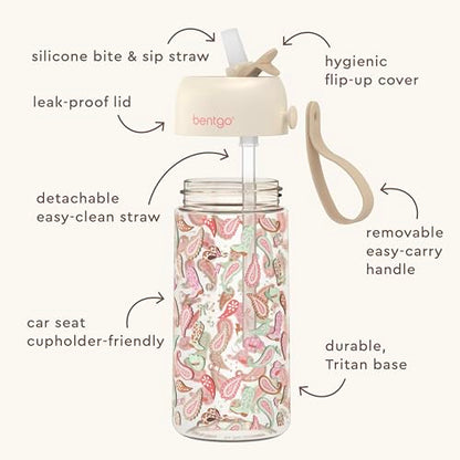 Bentgo Kids Water Bottle - Leak-Proof, Durable Tritan PFAS- & BPA-Free 15 fl oz, Kids/Toddlers Ages 3+ for School & Sports; Bite & Sip Spout, Carrying Handle, Dishwasher Safe (NEW Cowgirl Dreams) - color: Cowgirl Dreams